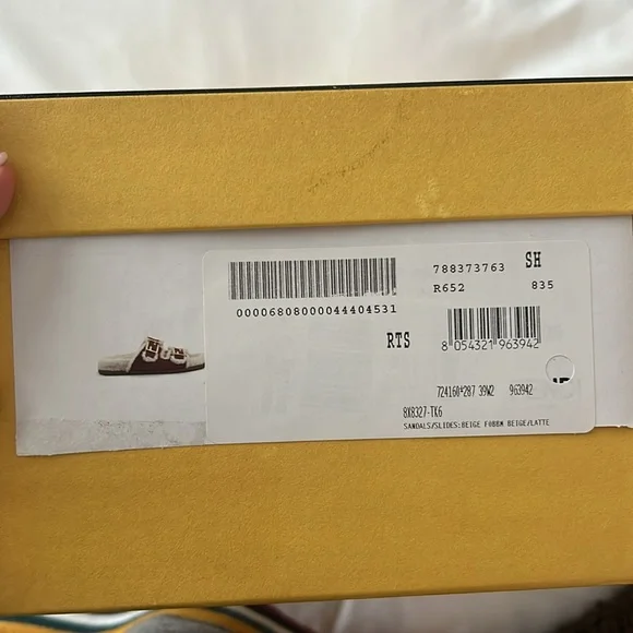 FENDI Genuine Sheerling Slide Sandal l Size 39